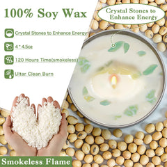 Close-up of crystals on sage candles