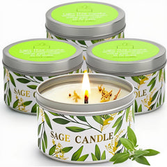Front view of 4-pack White Sage candles