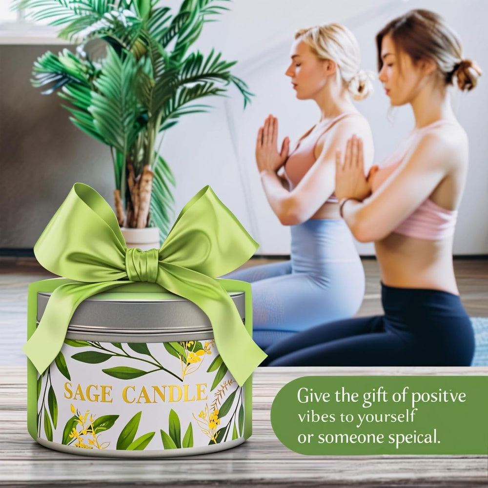 Sage candle set in a calm home space