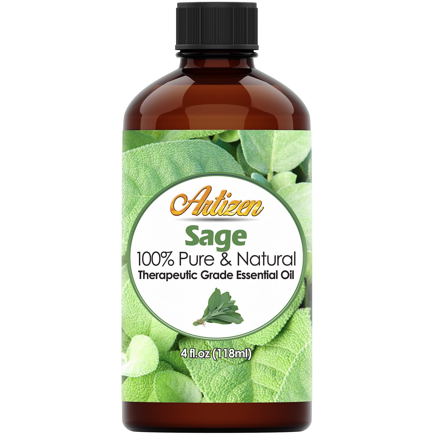 Artizen Sage Essential Oil 4oz bottle with dropper