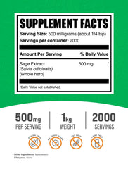 Sage Extract Powder packaging and label