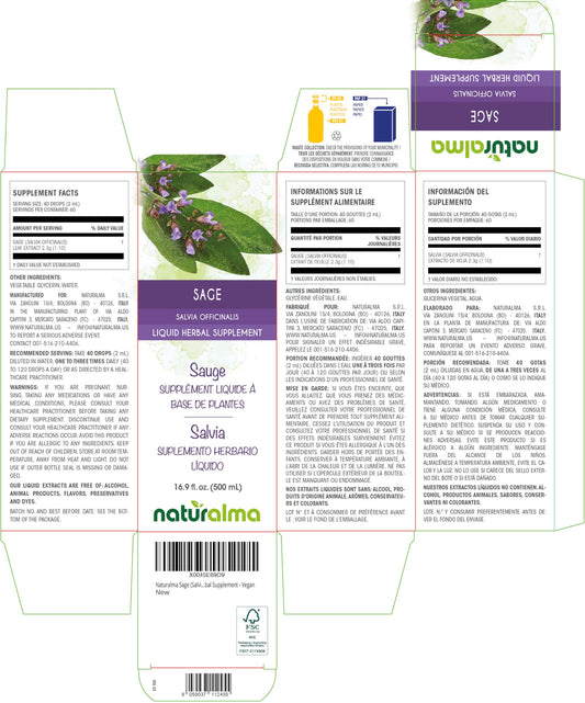 Sage leaf liquid extract in drops 1:10 concentration 2ml