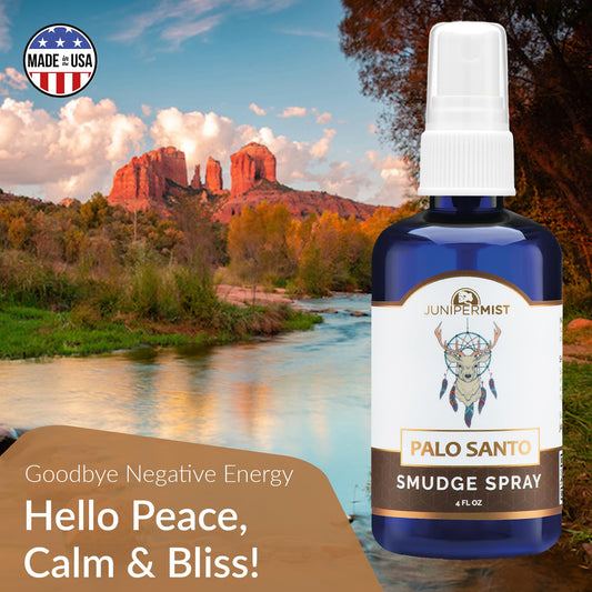 Crystal-infused sage spray for smudging and energy cleansing