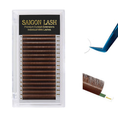 SAIGON LASH close-up of eyelash extensions with premium PBT for lasting durability.