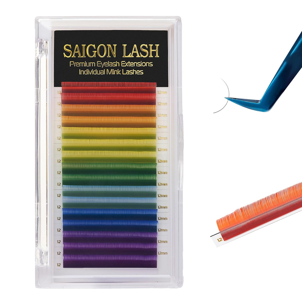 SAIGON LASH lash tray rainbow with 16 rows for fast, hygienic professional application.