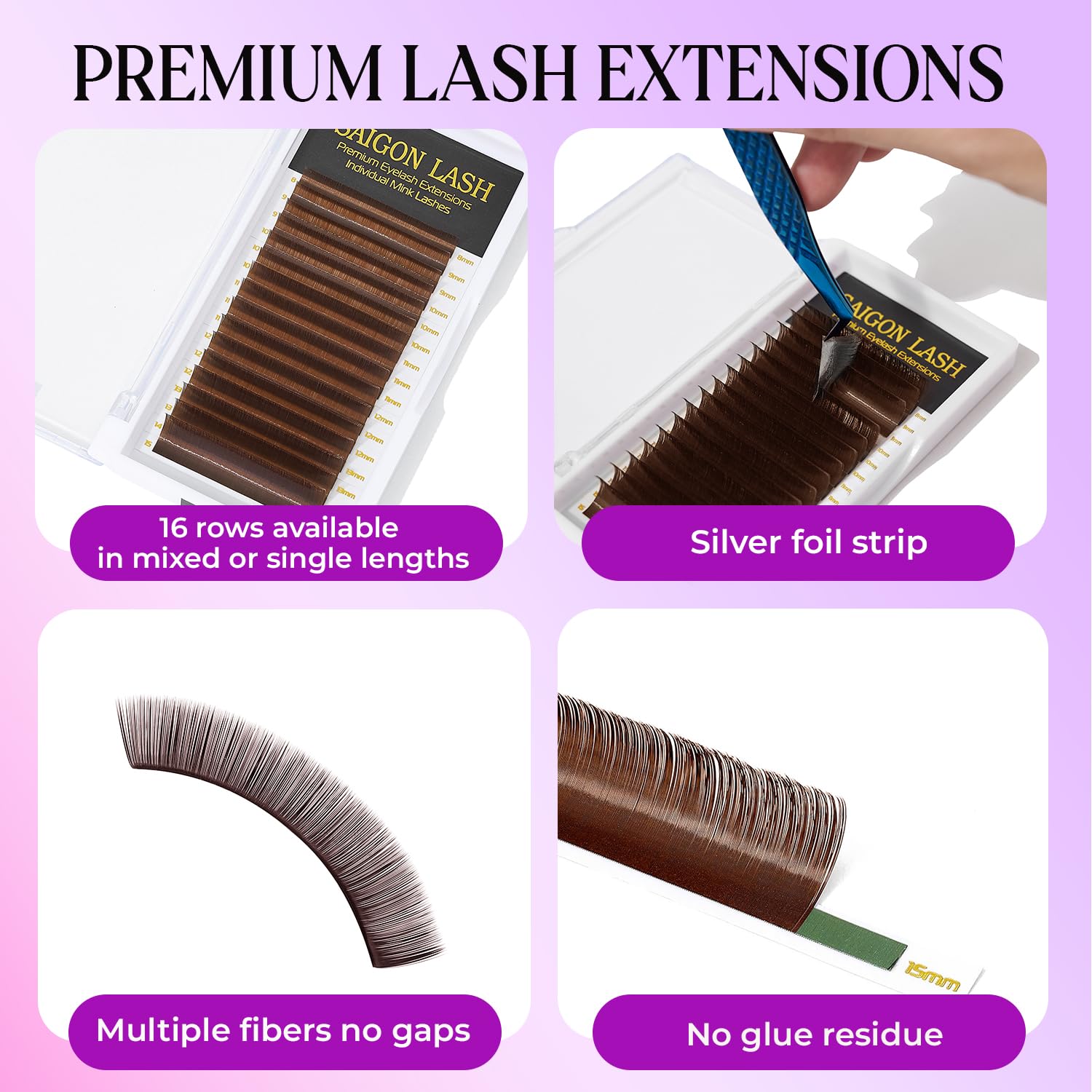 SAIGON LASH mink lashes bundle displaying soft shine for natural-looking volume.