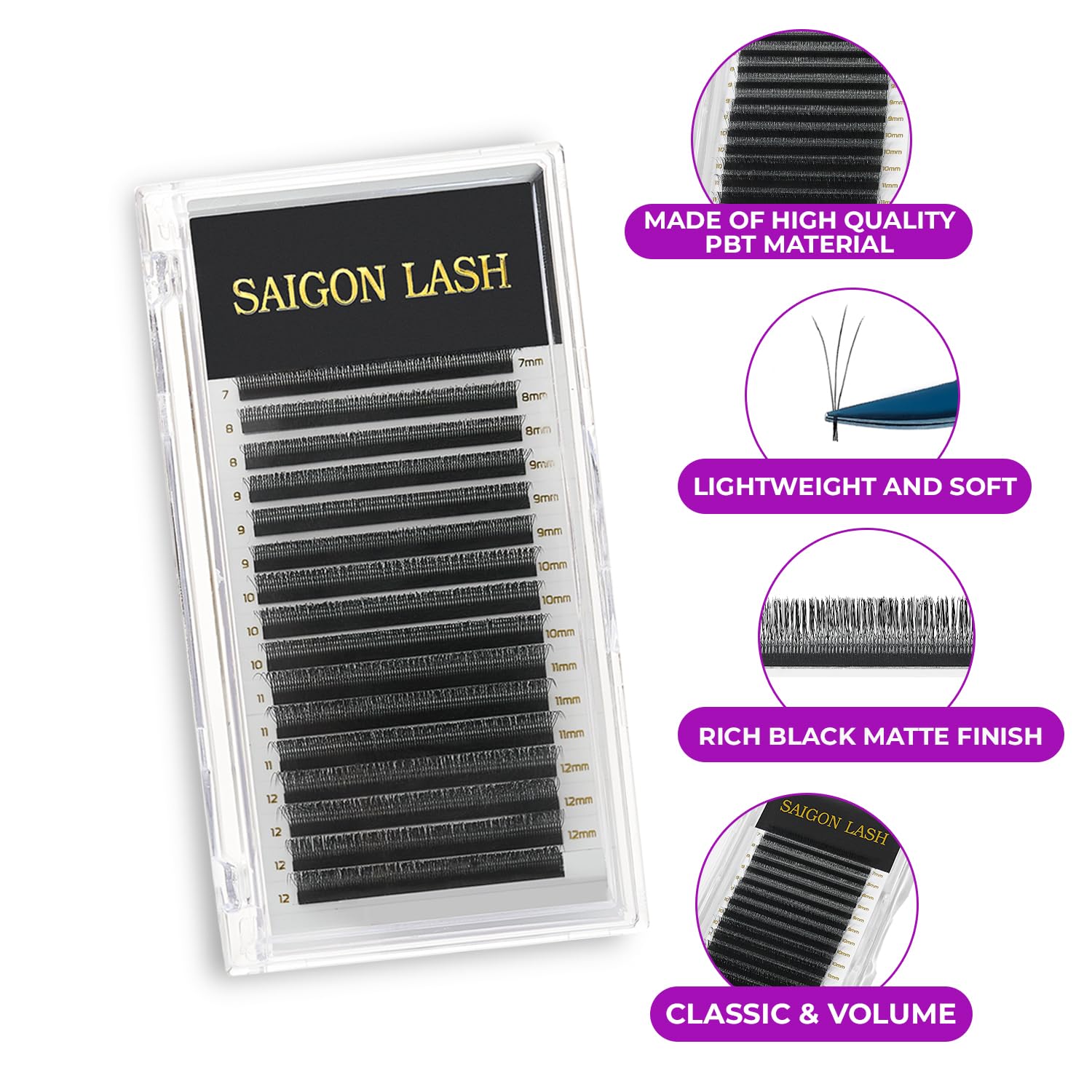 SAIGON LASH mixed lengths 7-15mm highlight versatile look options