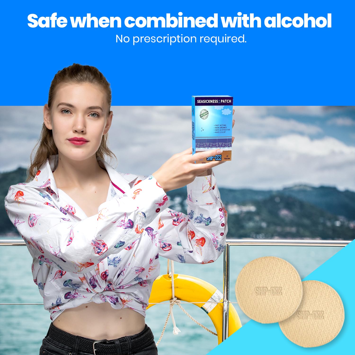SAILPAK Ship-EEZ patch close-up reveals skin-friendly adhesive for comfortable wear.