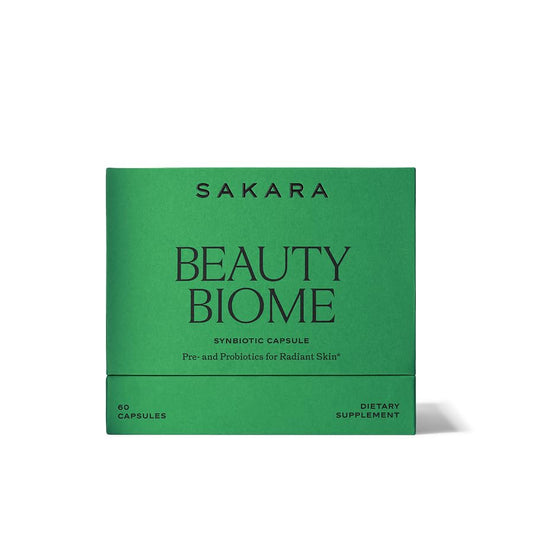 SAKARA Beauty Biome bottle and label close-up