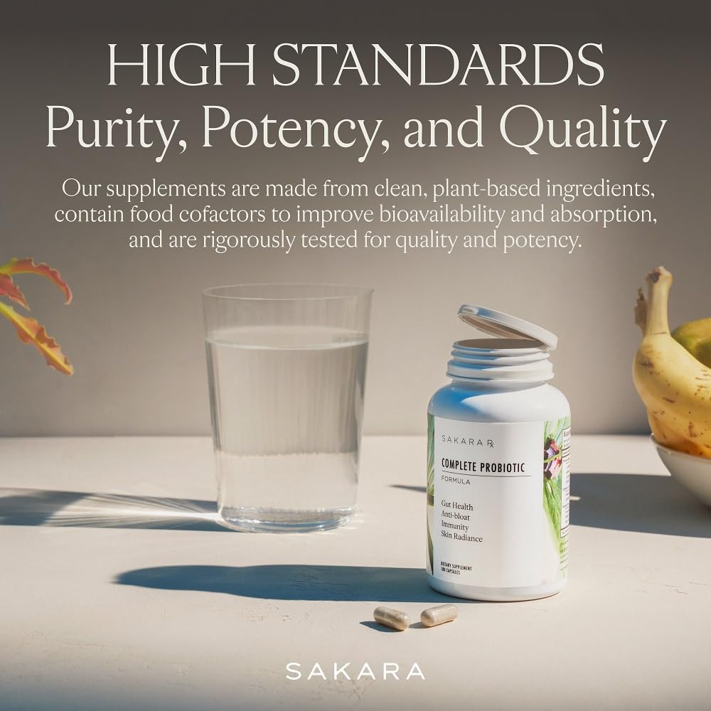 Sakara Complete Probiotic bottle in daily routine context for women.
