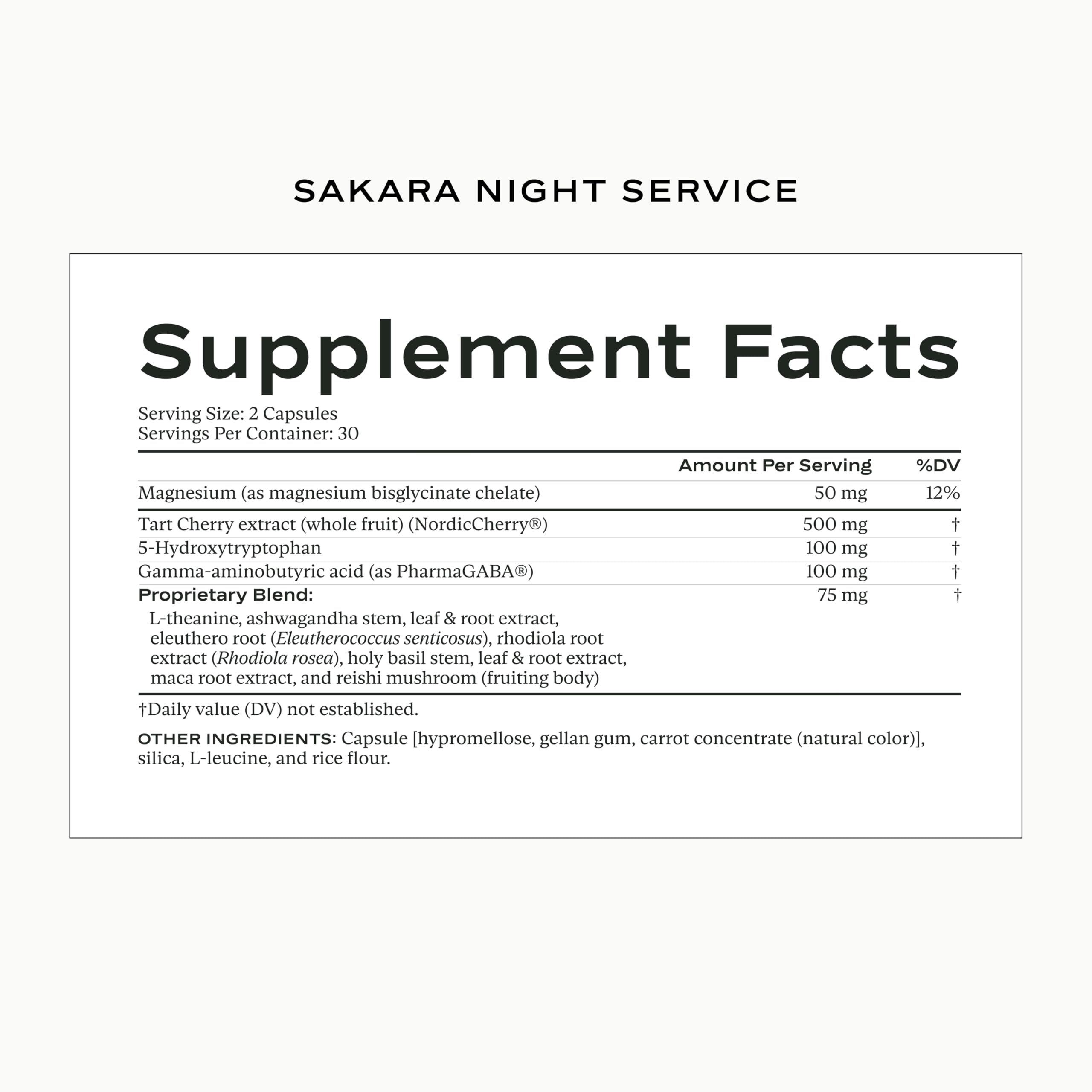 Bottle of Sakara Night Service Sleep Support with 60 capsules