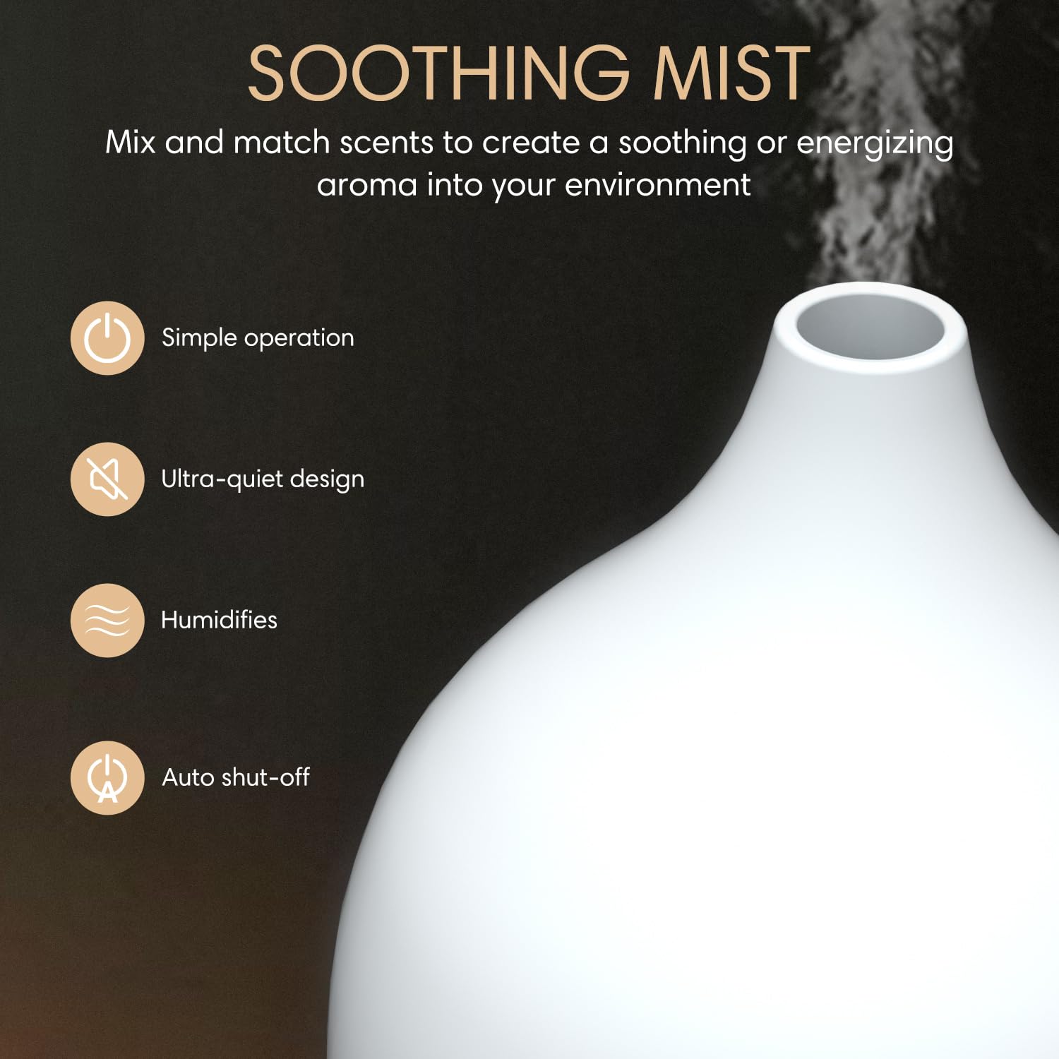 Diffuser displaying warm white ambient light