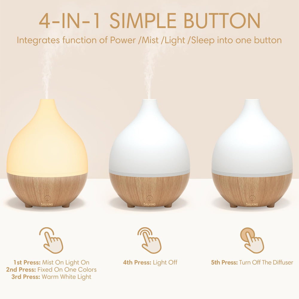 Whisper-quiet BPA-free SAL KING ultrasonic diffuser