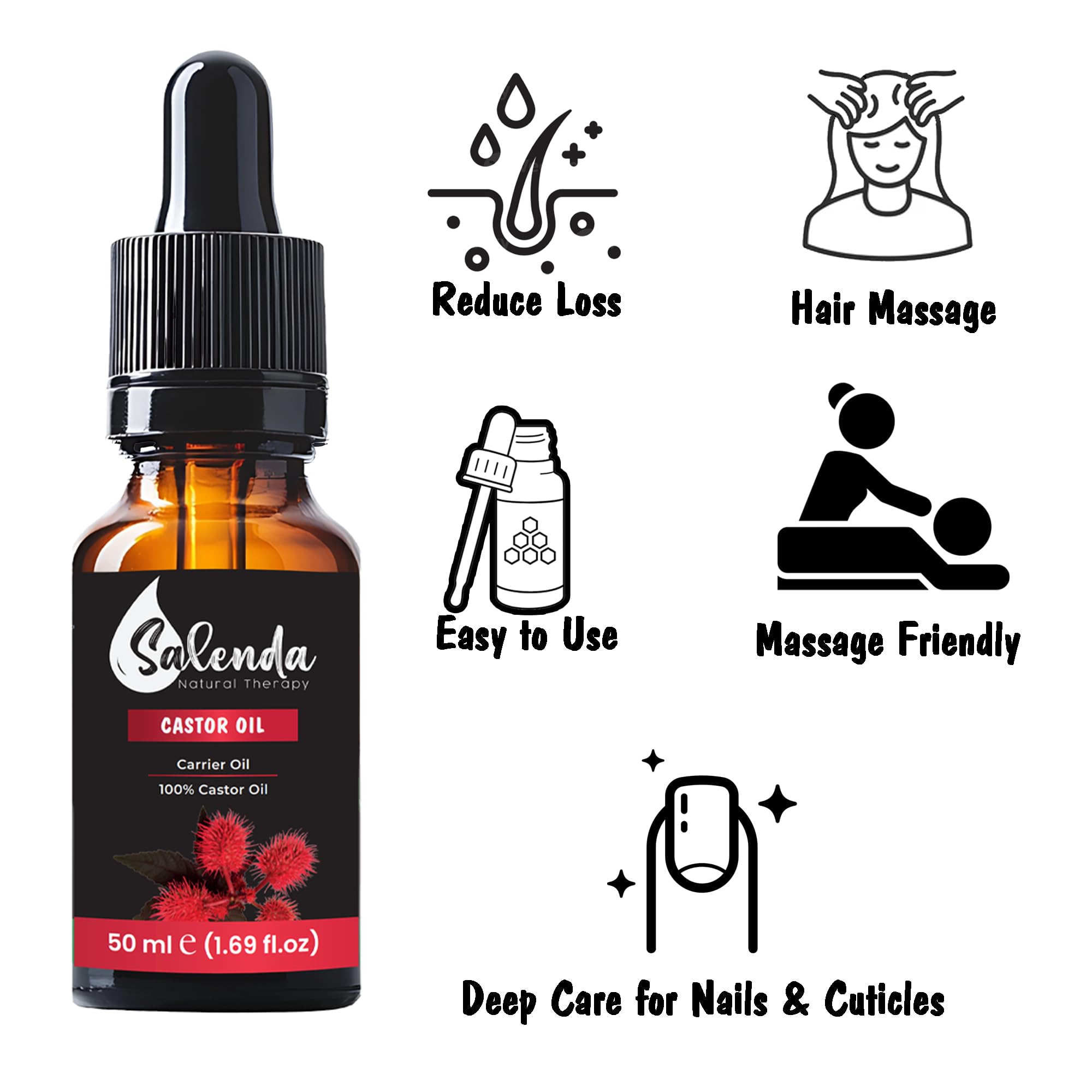 Castor oil for eyelashes and eyebrows with Salenda