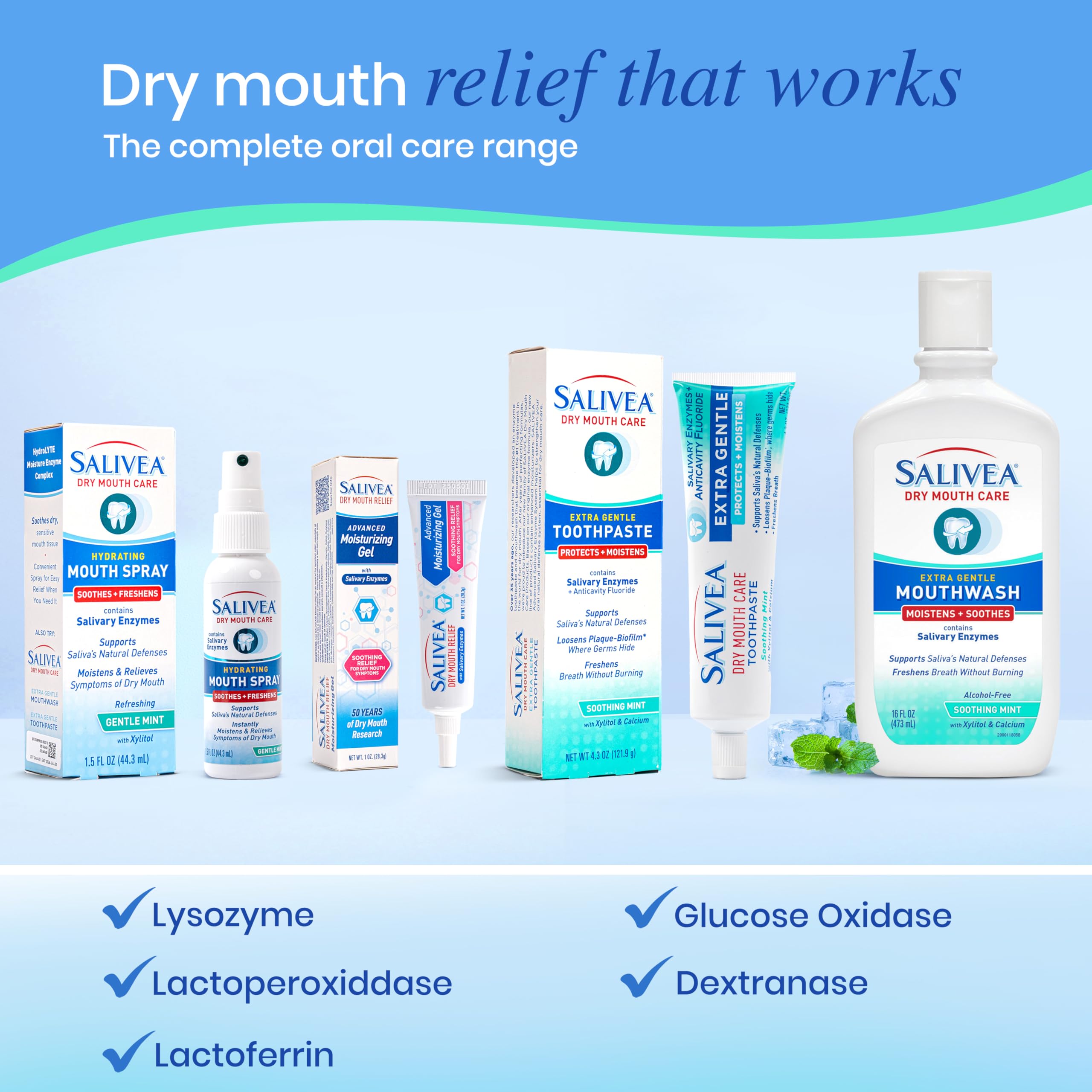 Two SALIVEA dry mouth mouthwash bottles indicating 2-pack