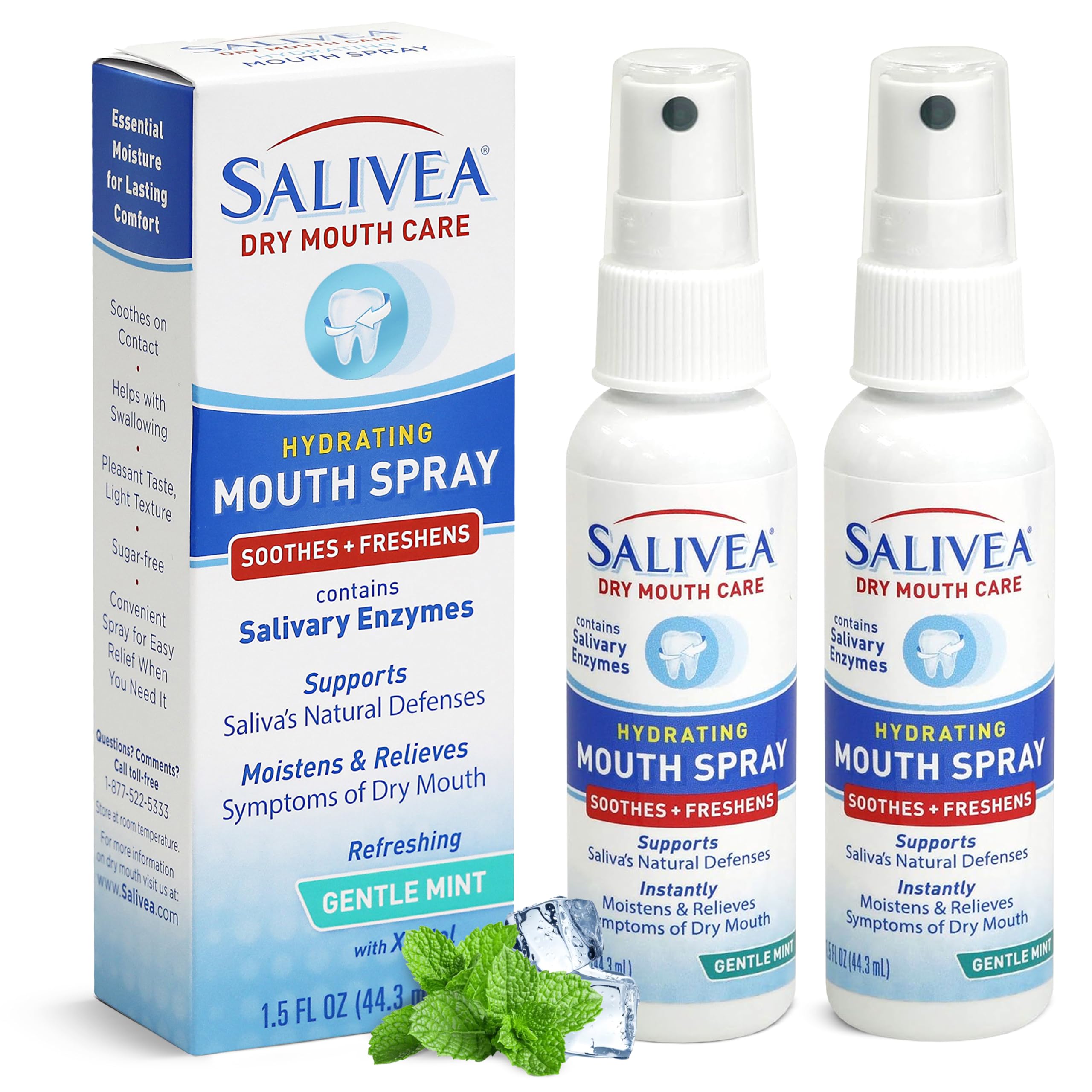 SALIVEA Extra Gentle Dry Mouth Spray bottle with mint flavor, 1.5 oz