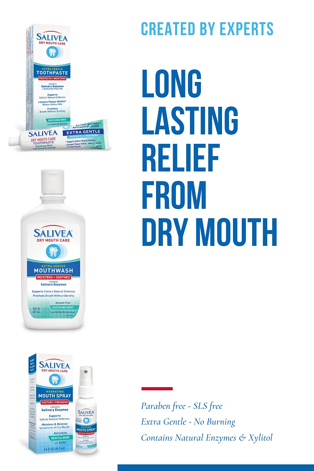 SALIVEA family products: mouthwash and toothpaste