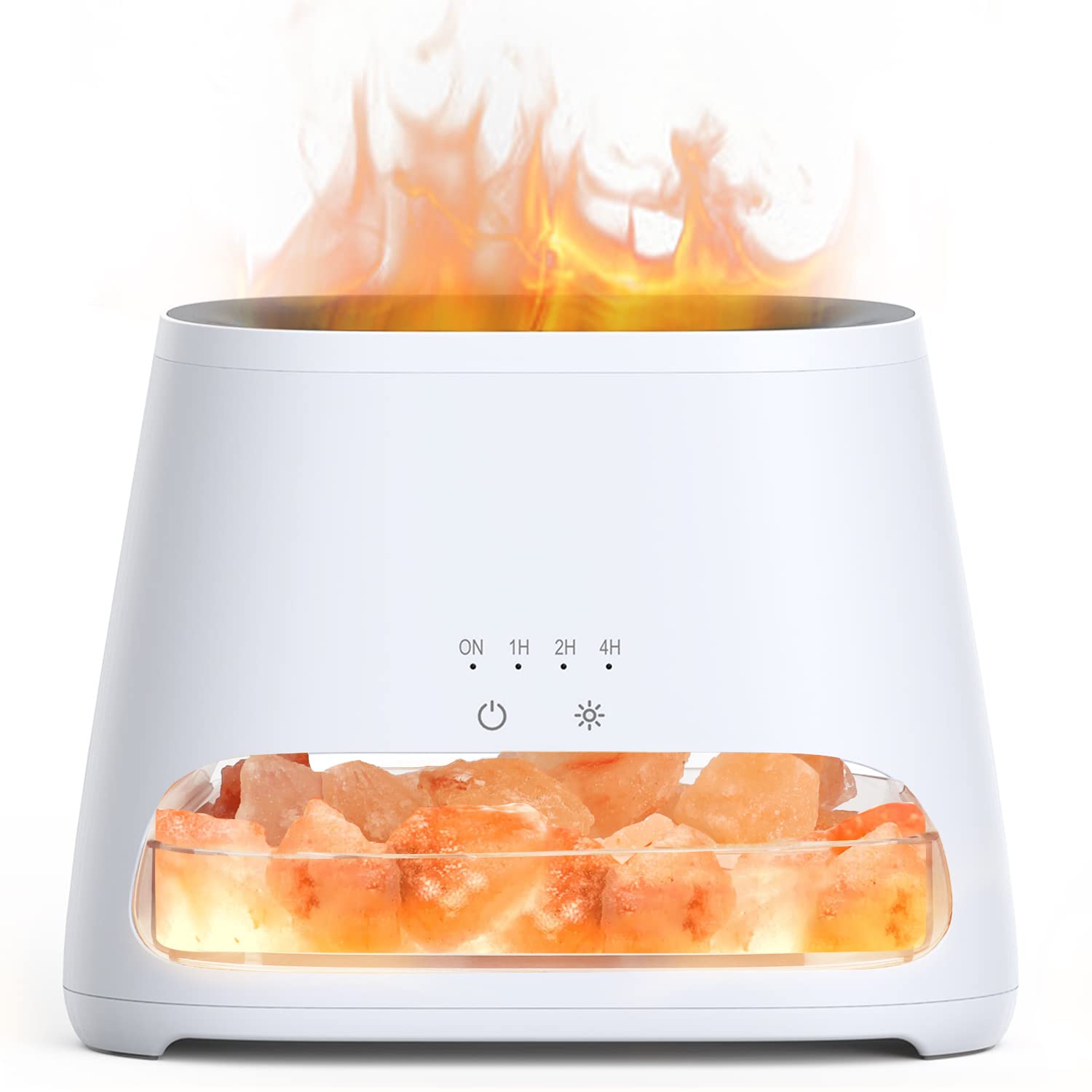 SALKING 2-in-1 Himalayan salt lamp and diffuser in white with ambient glow - full product view