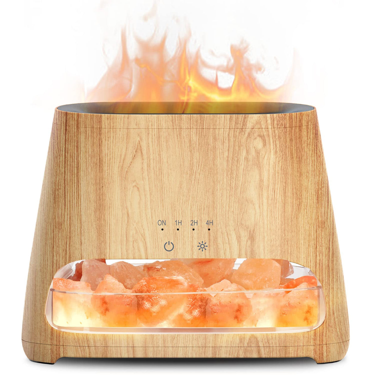 SALKING 2-in-1 Himalayan Salt Lamp and Essential Oil Diffuser with wooden grain base