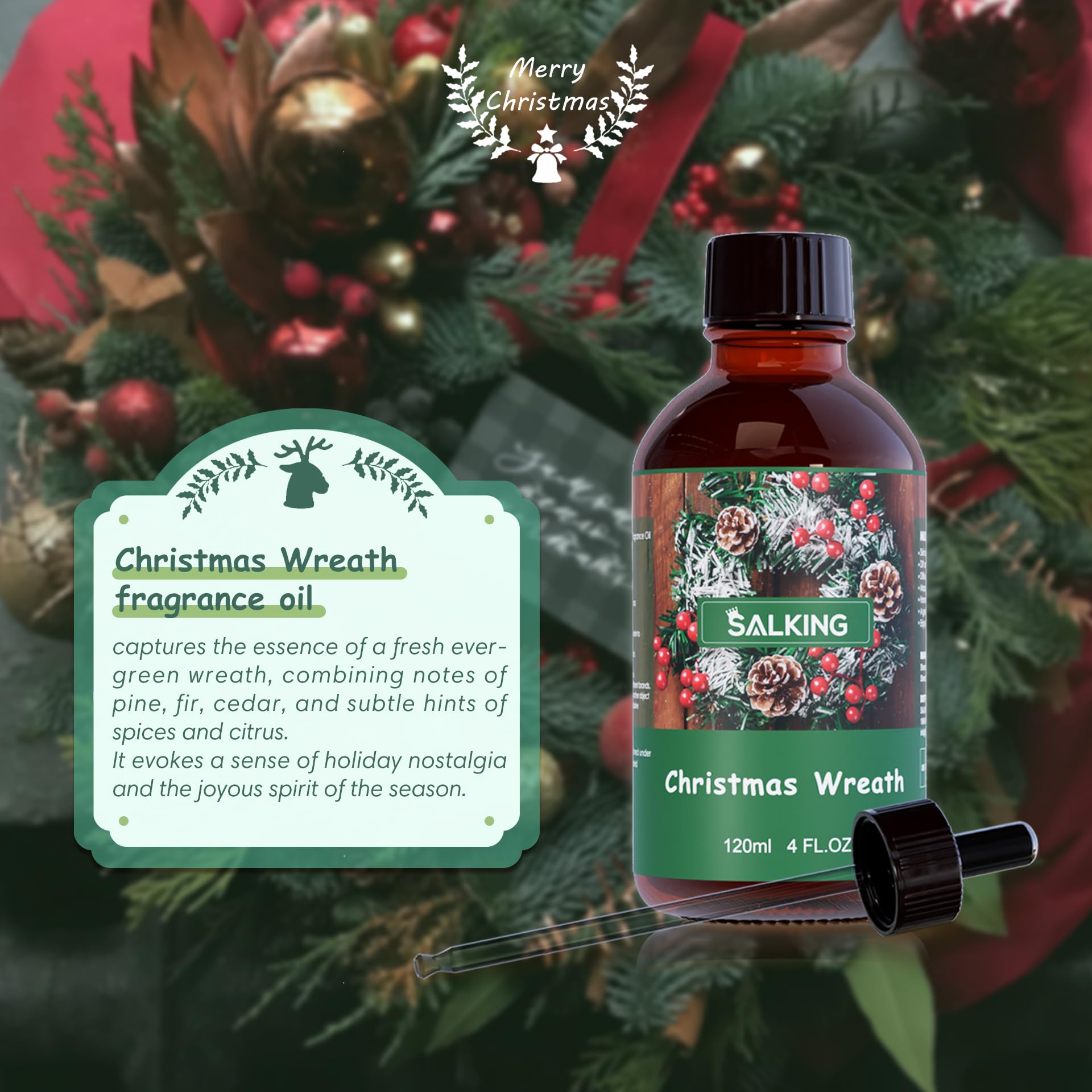 Close-up of SALKING Christmas Wreath fragrance oil