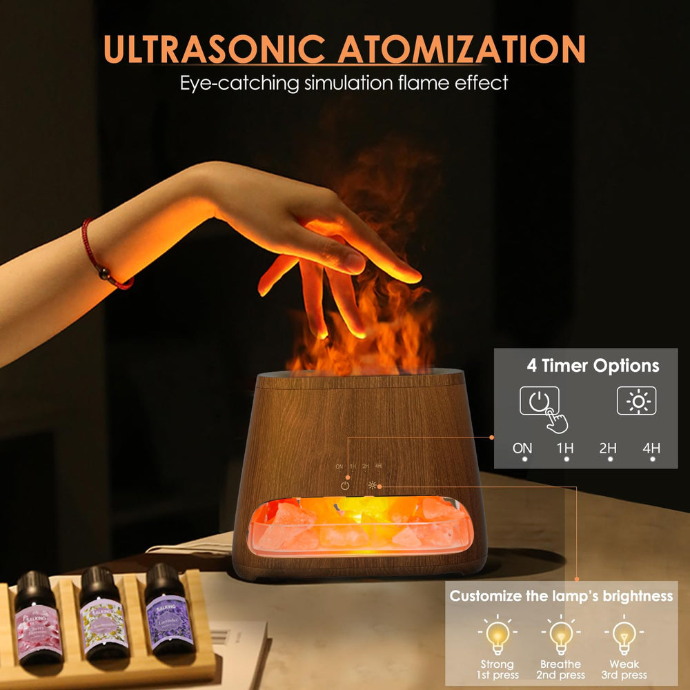 Diffuser emitting warm amber ambient glow in low light