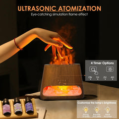 Diffuser emitting warm amber ambient glow in low light