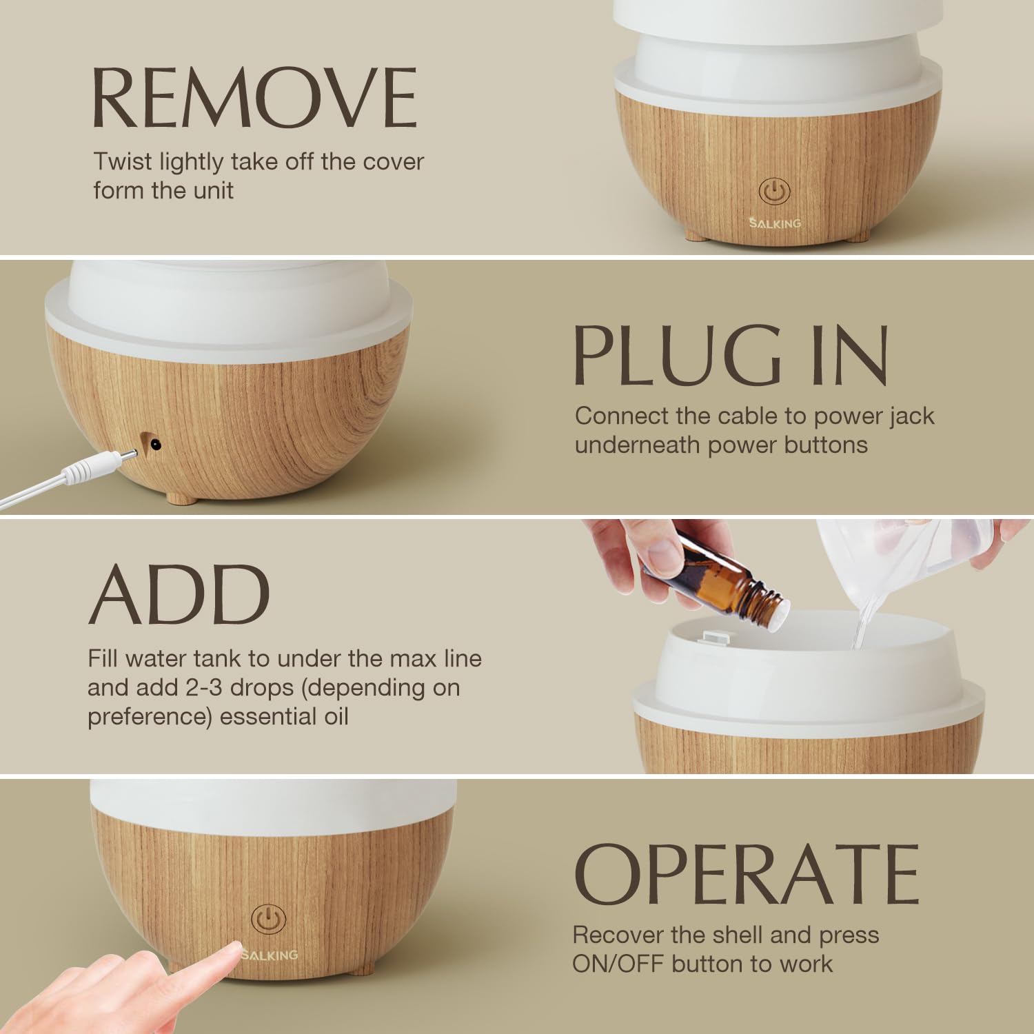 SALKING packaging and included accessories for 100ml diffuser
