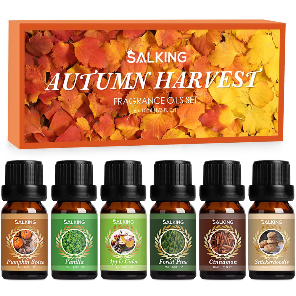 SALKING front packaging of six fall fragrance oils, perfect gift presentation