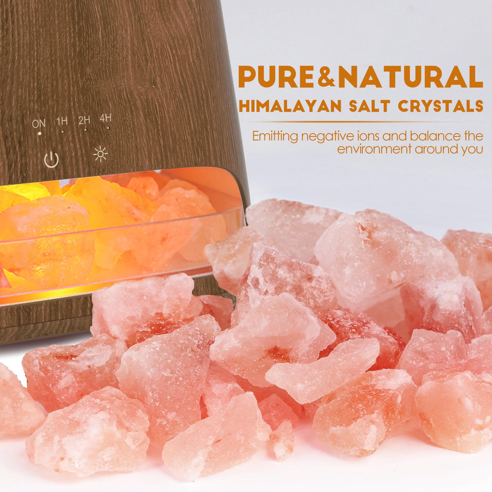 Himalayan salt lamp and essential oil diffuser combo in dark finish