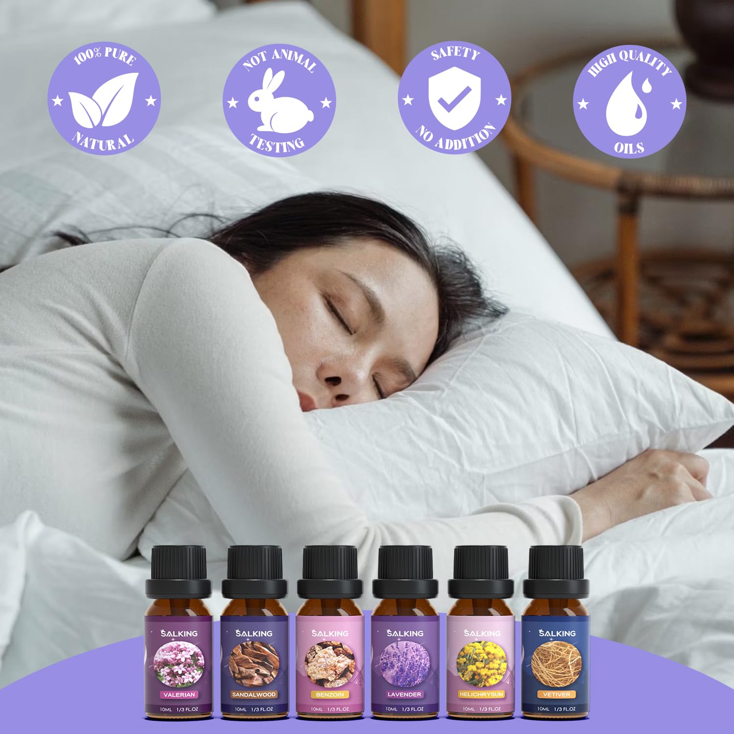 Valerian essential oil bottle from SALKING Sleep Set