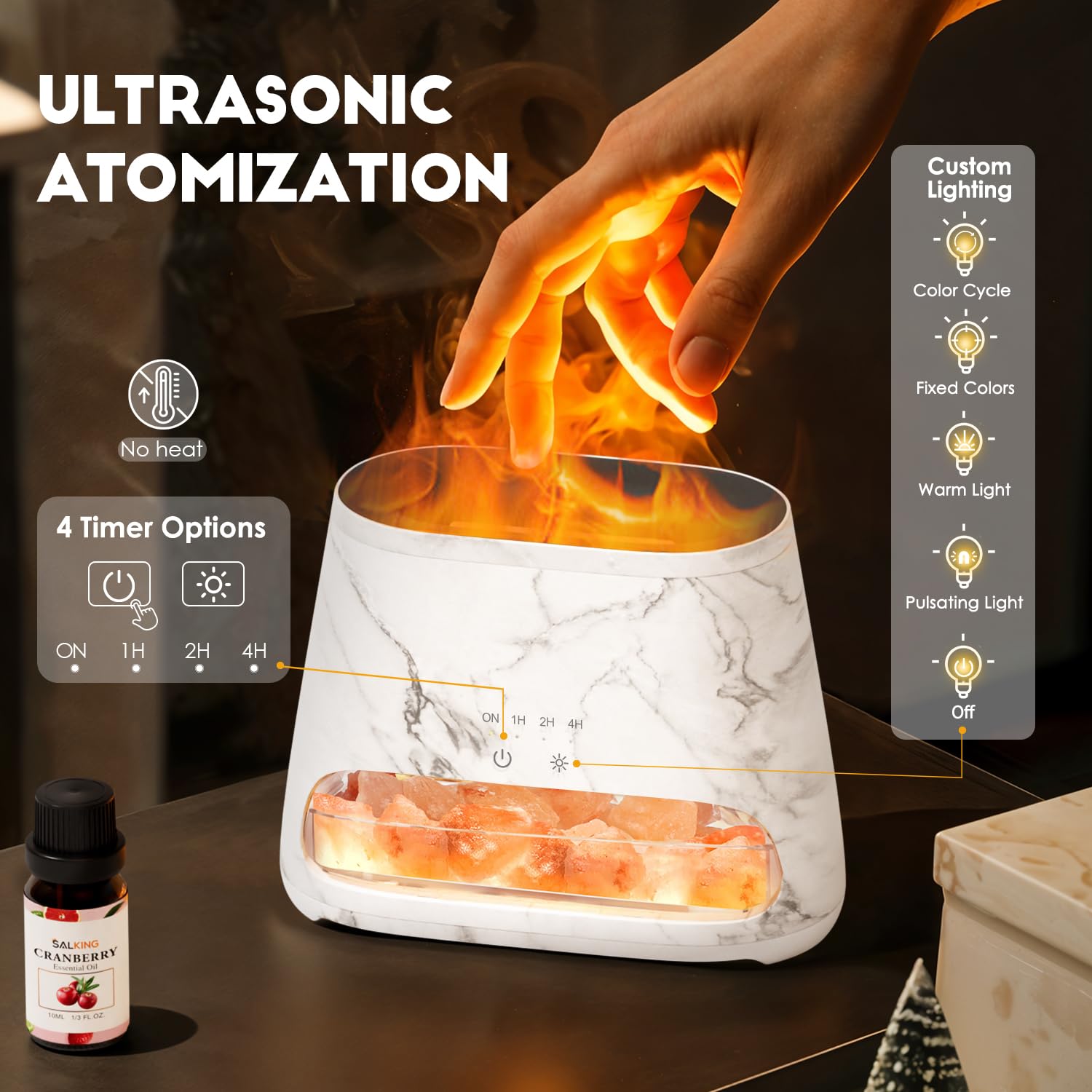 Diffuser placed in a bedroom emitting essential oil aroma