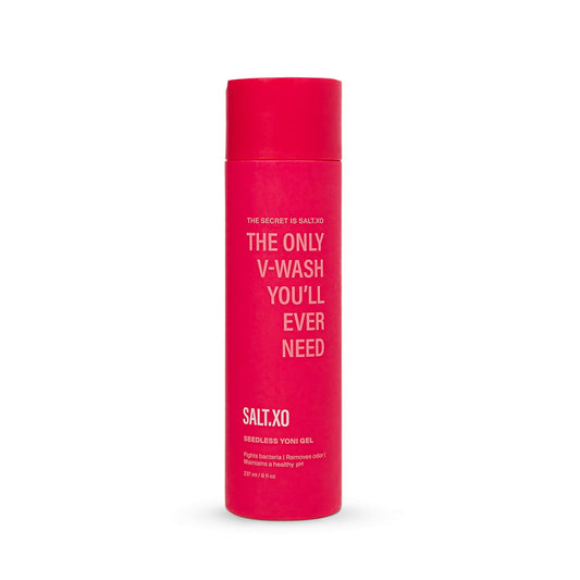 salt.xo Seedless Yoni Gel Wash cucumber bottle pour for refreshing intimate care