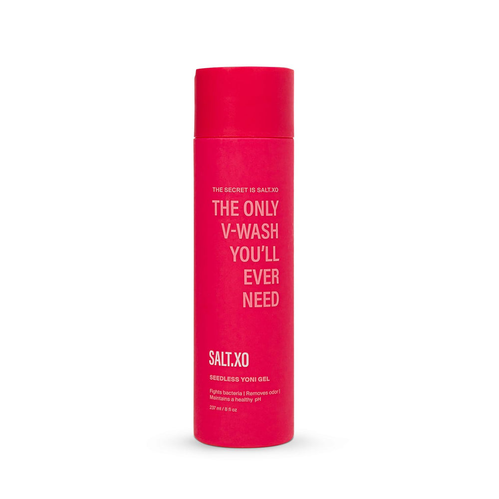 salt.xo Seedless Yoni Gel Wash cucumber bottle pour for refreshing intimate care