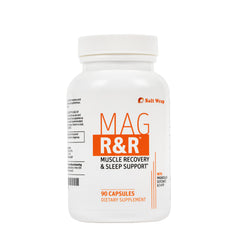 SaltWrap Mag R&R bottle close-up showing capsules for nighttime muscle support.