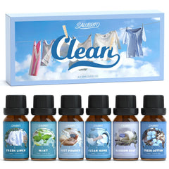 SALUBRITO Clean Fragrance Oils 6x10ml set with cotton, linen, blossom soap and mint scents