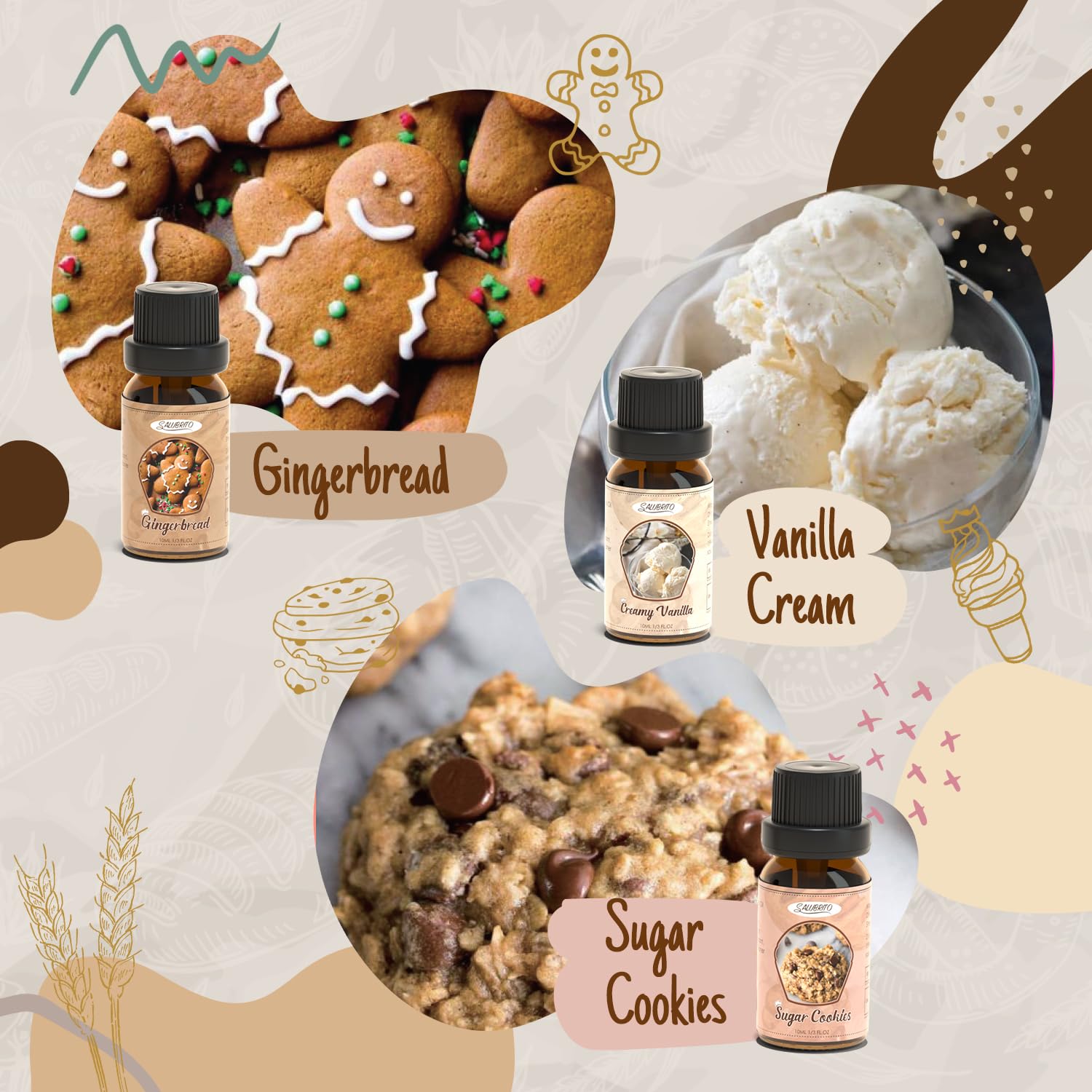 SALUBRITO Bakery Fragrance Oils Set – Gingerbread scent