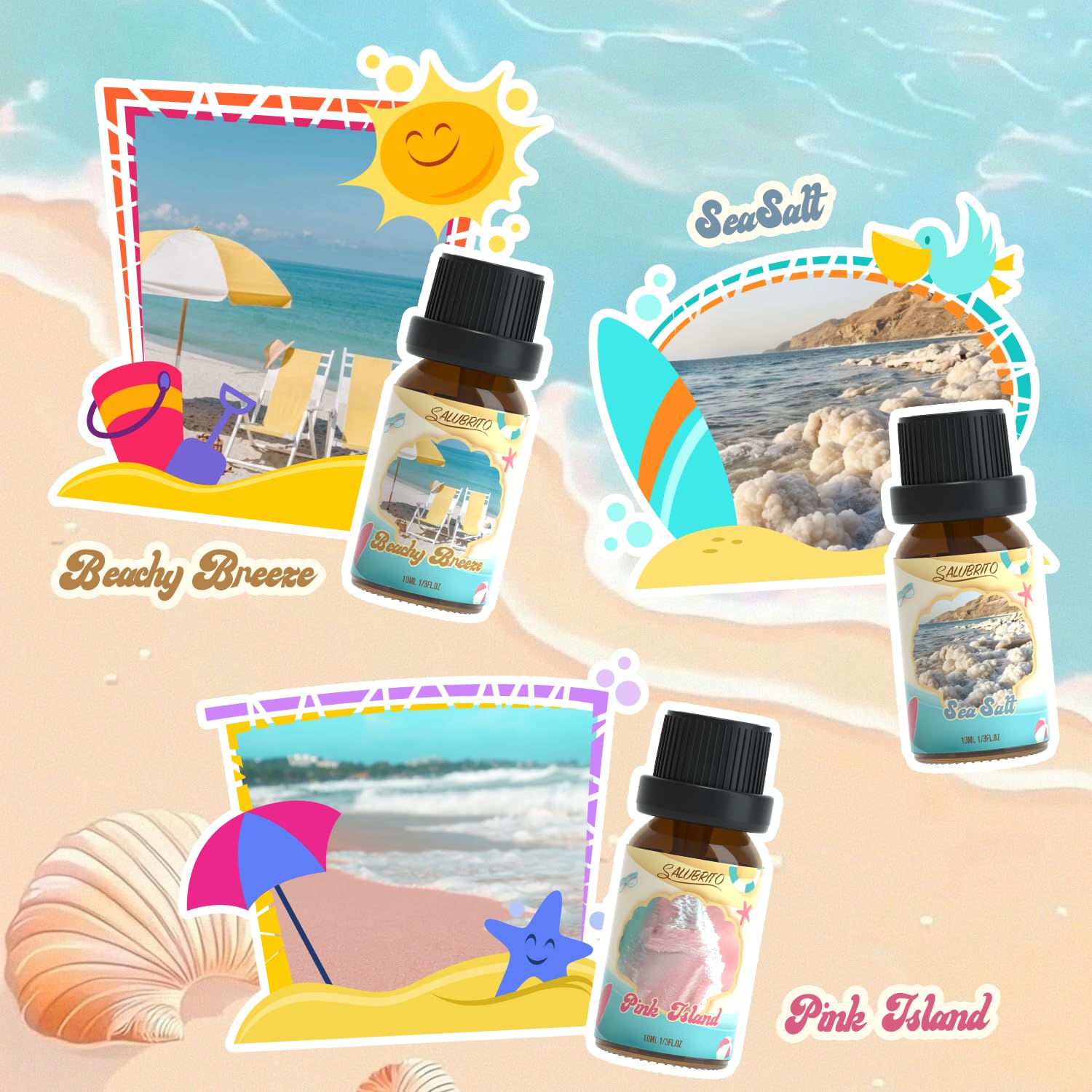SALUBRITO Beach Fragrance Oils Set – Pink Island scent bottle