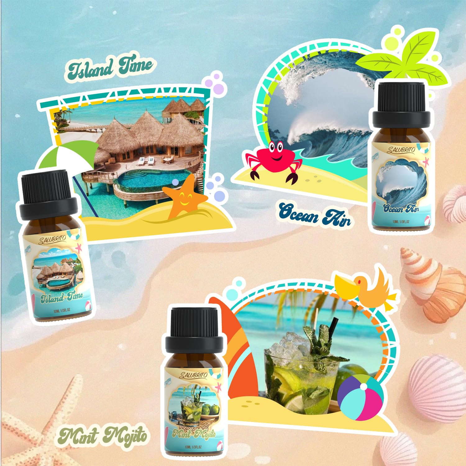 SALUBRITO Beach Fragrance Oils Set – Ocean Air scent bottle