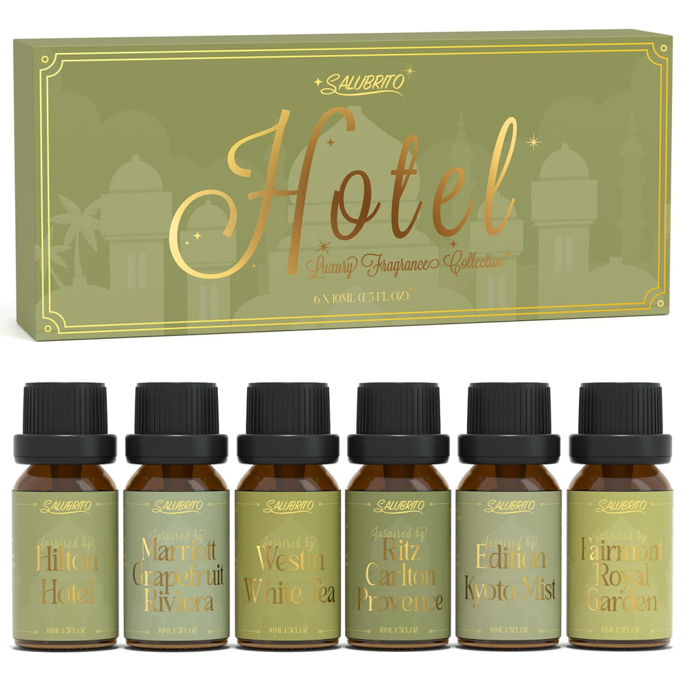 SALUBRITO Luxury Hotel Fragrance Oil Set – 10ml vials displayed