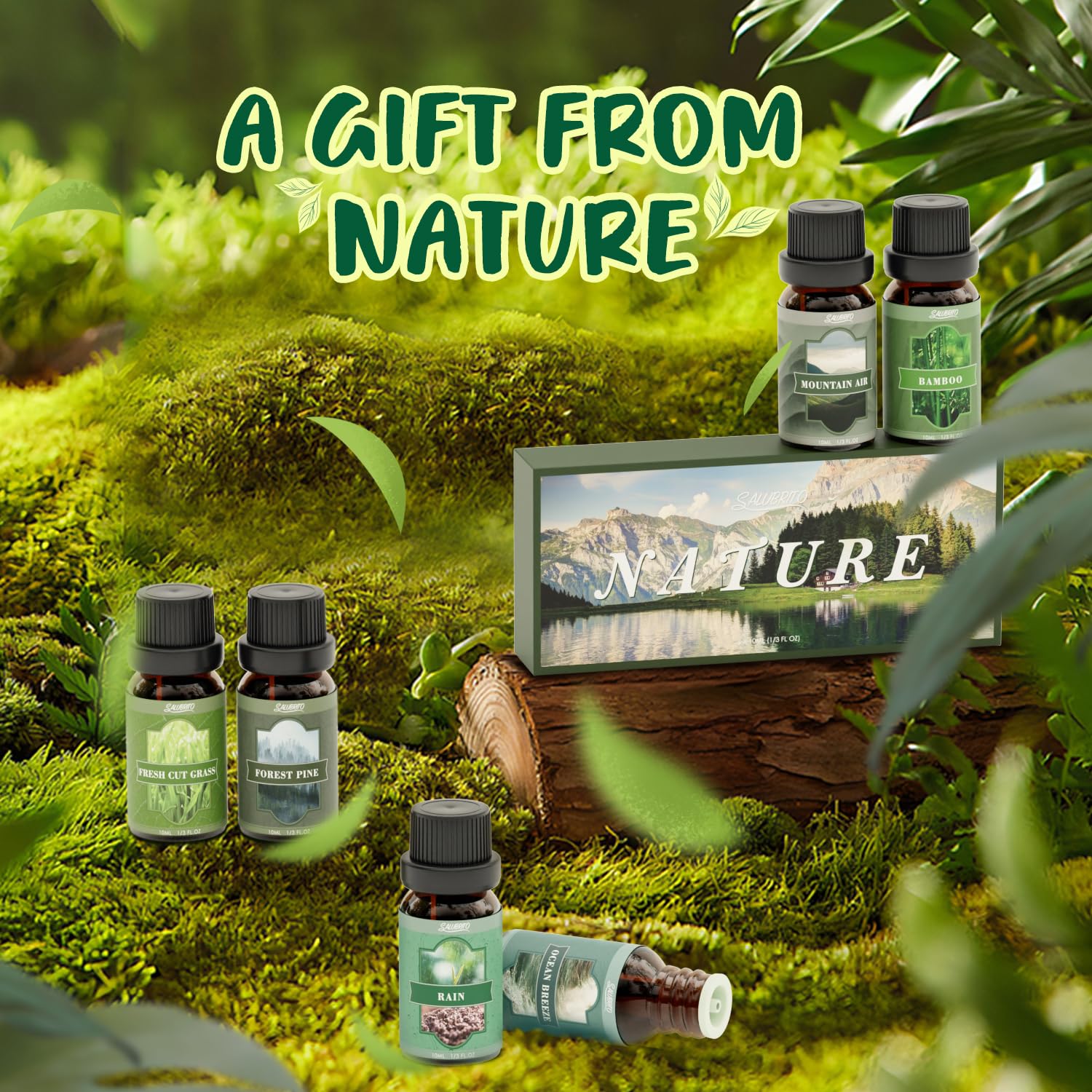 Ocean Breeze fragrance oil bottle from SALUBRITO Nature Oils Set