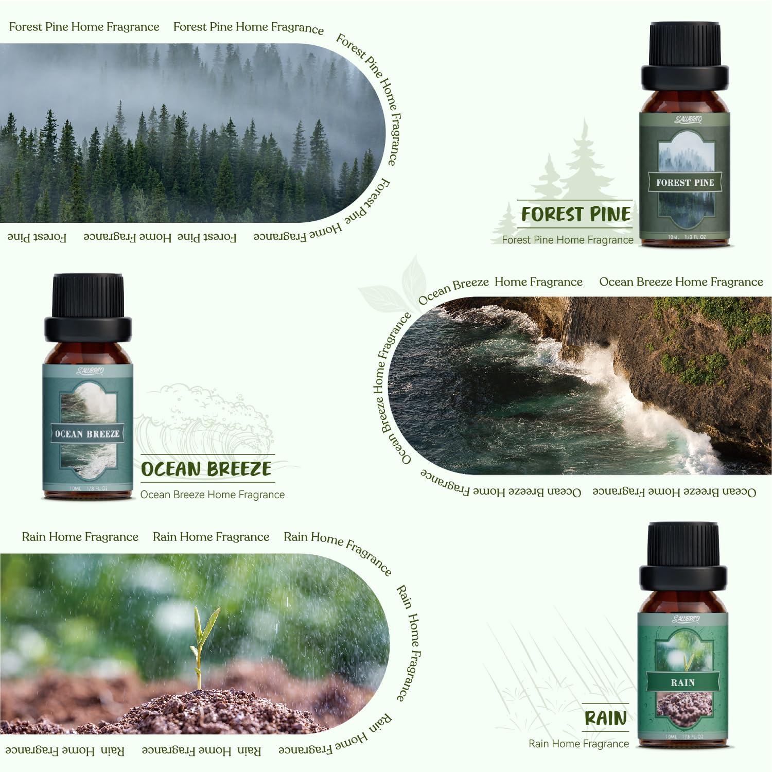 Rain fragrance oil bottle from SALUBRITO Nature Oils Set