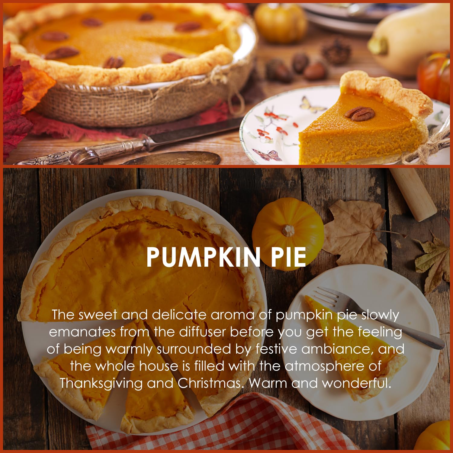 Close-up of SALUBRITO Pumpkin Pie Essential Oil label on bottle