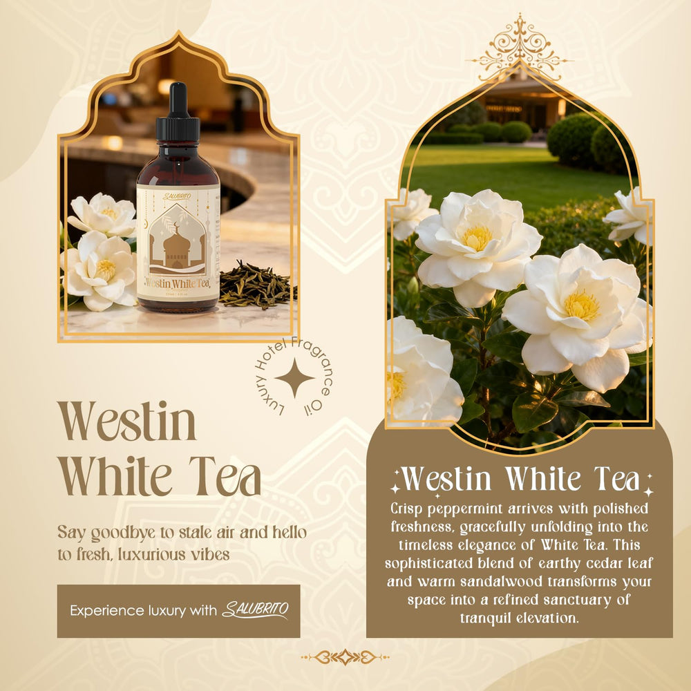 Close-up of White Tea fragrance oil label
