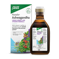 Bottle of Salus Floradix Ashwagandha Liquid herbal supplement