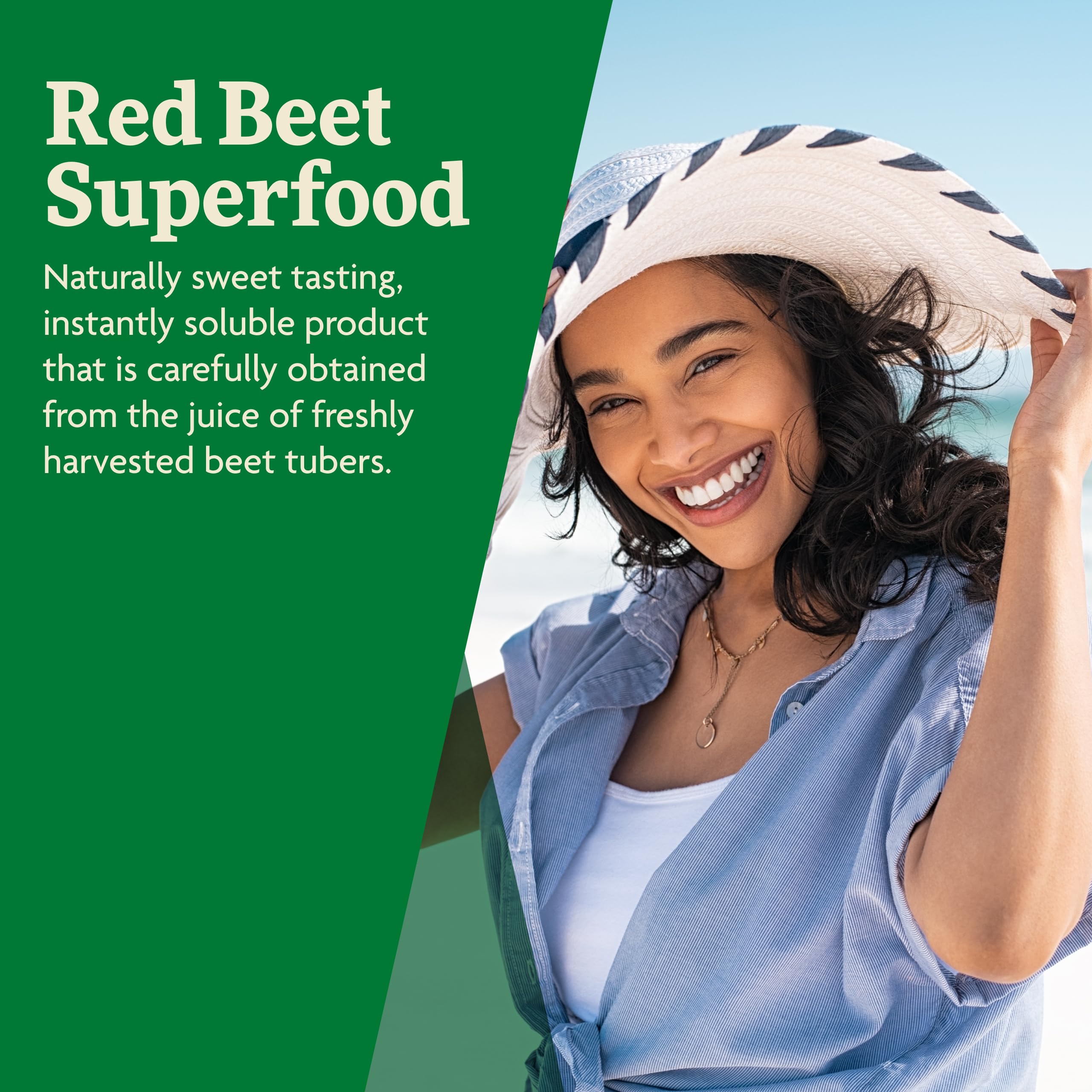 Nutrition facts panel for Salus Red Beet Crystals