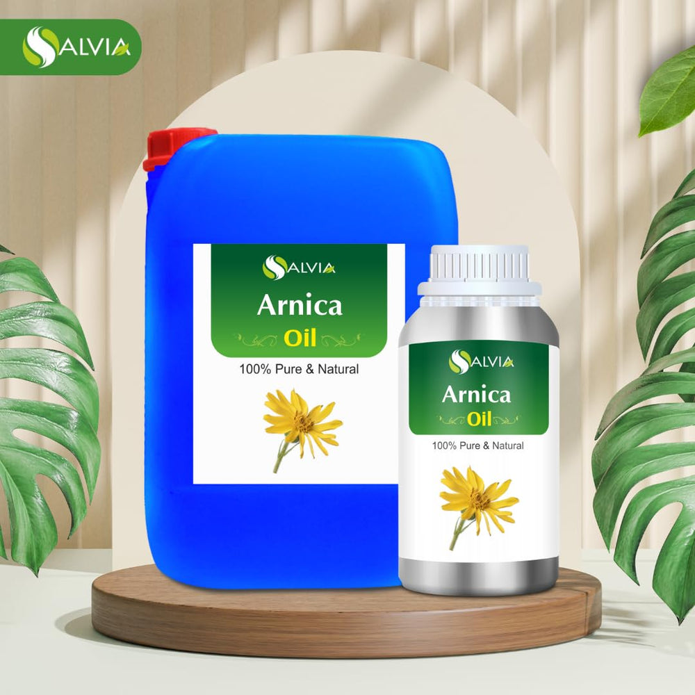 Salvia Arnica Essential Oil label showing organic, pure qualities.