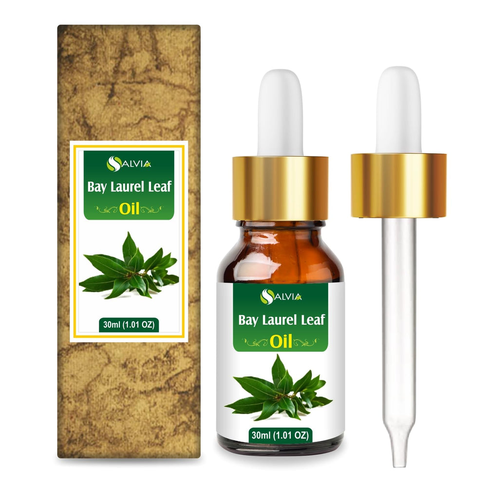 Front view of Salvia Bay Laurel Leaf Oil in amber bottle (30ml)