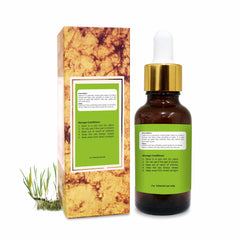 Close-up of Salvia Calamus essential oil in amber bottle