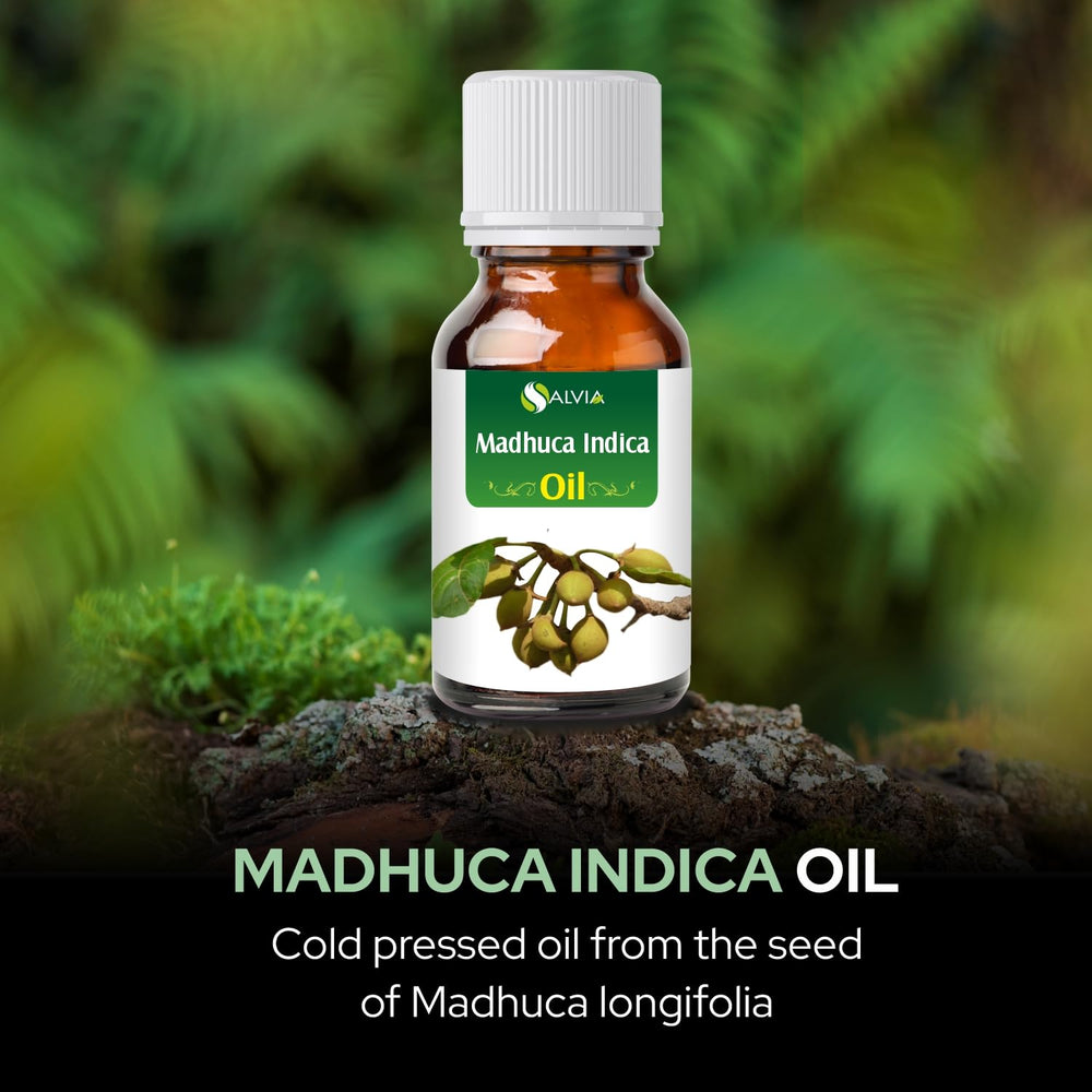 Salvia Madhuca Indica oil packaging label shown for gifting or storage.