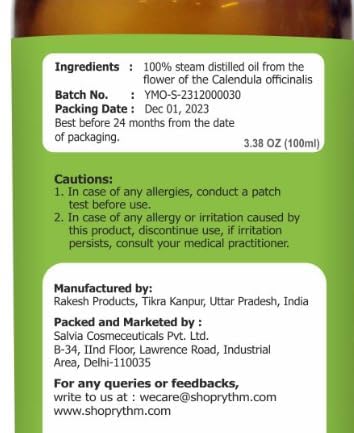 Salvia Yellow Marigold Oil packaging shows clean presentation and Organic Standard cues.